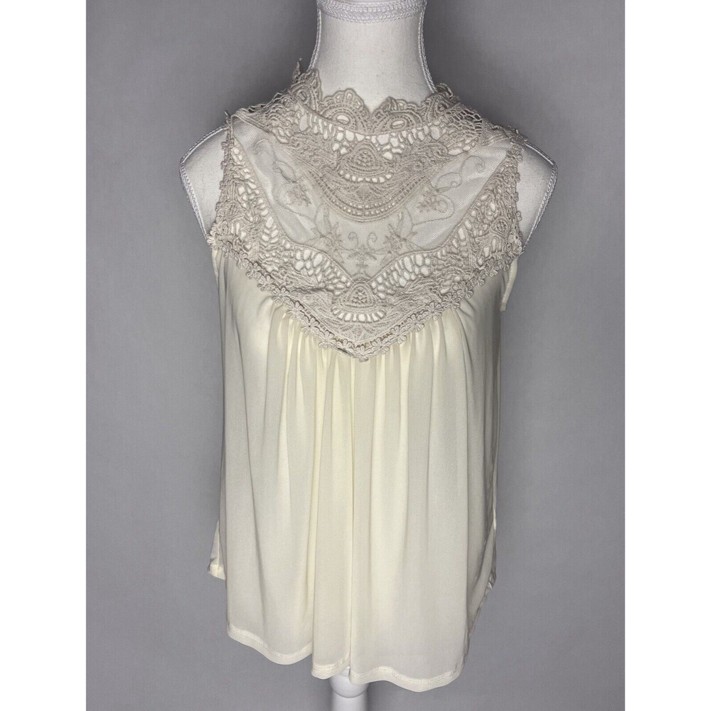 Iris Los Angeles Basic Cream Sheer Blouse Women's Size Small NEW Sleeveless